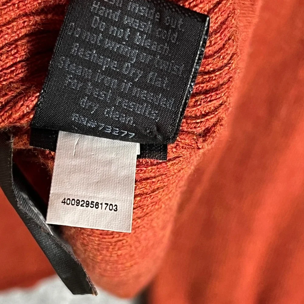 Marc Anthony V-Neck Sweater Mens XL Orange Cotton Cashmere Blend Long Sleeve